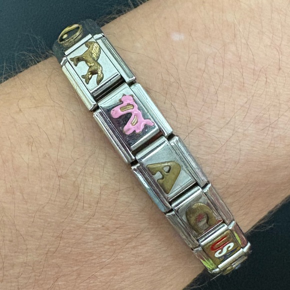 Vintage stainless steel charm stretch bracelet 90s yin yang horse USA ballerina - Picture 1 of 11